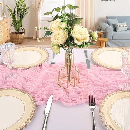 6 Pack 10Ft Pink Cheesecloth Table Runner 23 x 120 Inch | Gauze Rustic Boho - Image 4