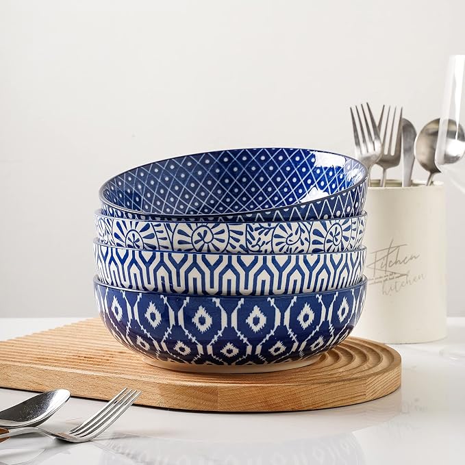 Selamica Ceramic 30 Ounce Pasta Bowls set of 4, 8 inch Serving Bowl Wide and - Image 5