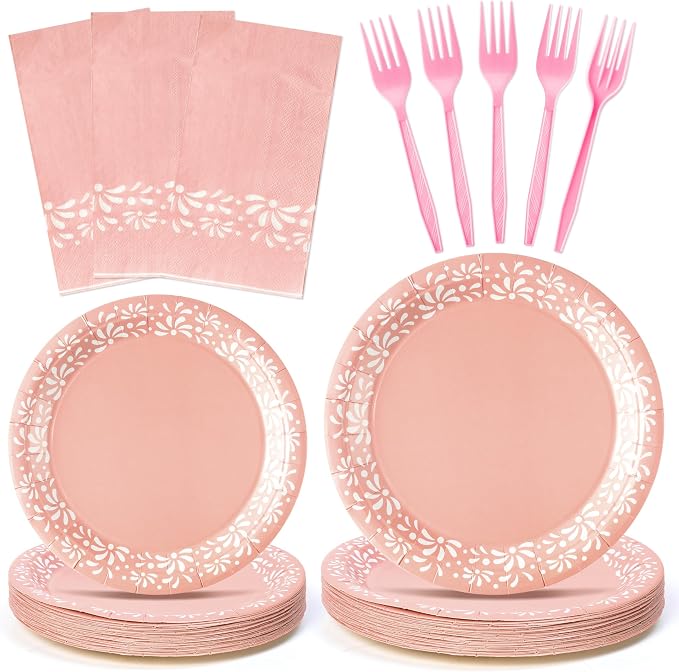96Pcs Pink Platos De Barro Mexicanos Cielito Lindo Terracotta Clay Party Plates by G1ngtar