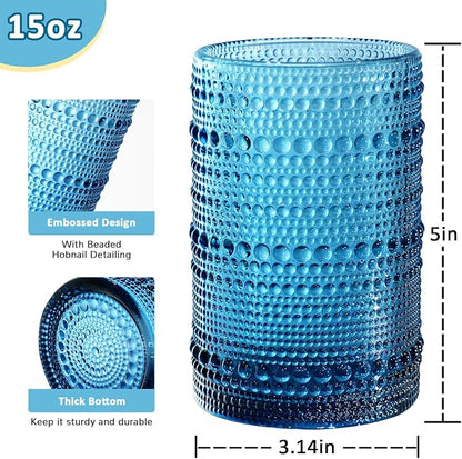 15 oz Colored Hobnail Drinking Glasses - Image 2
