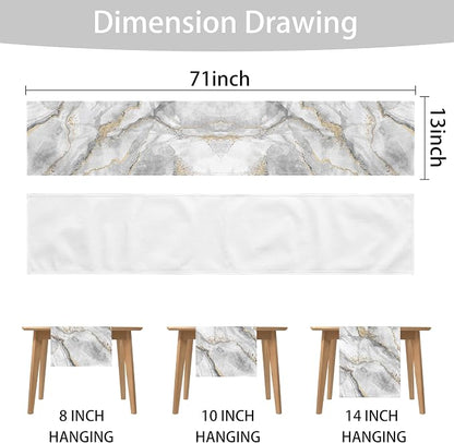 Marble Table Runner 13x71 Inch Gold Grey Table Dresser Runners Modern Table - Image 7