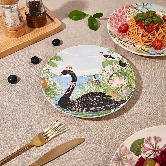 8.5 Inch Ceramic Plates Set of 4, Salad & Dessert Appetizer Plates | Kitchen - Image 6
