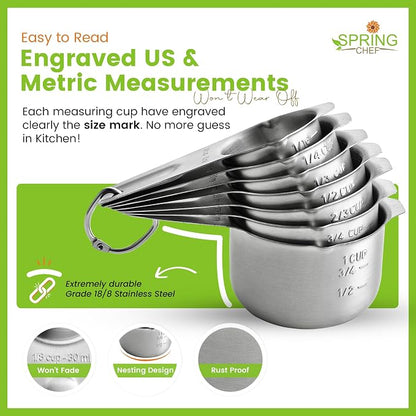 Spring Chef Stainless Steel Measuring Cups Set of 7 - Image 4