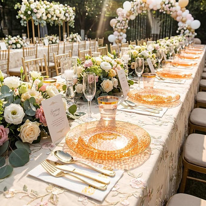 Rubtlamp 175 Pcs Plastic Dinnerware Set, Hammered Party Plates Set Include - Image 8