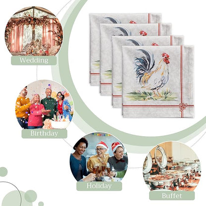 Maison d' Hermine Cloth Napkins Set of 4 100% Cotton Everyday Reusable Square Napkins Cloth Washable, Dinner, Party, Wedding, Restaurant, Spring/Summer (Campagne, 20" x 20")