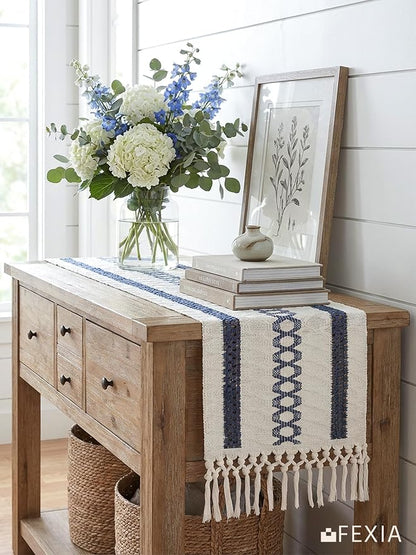 Fall Blue Table Runner for Coffe Table Home Boho Decor 12x72 Inch | 72 Inches - Image 8