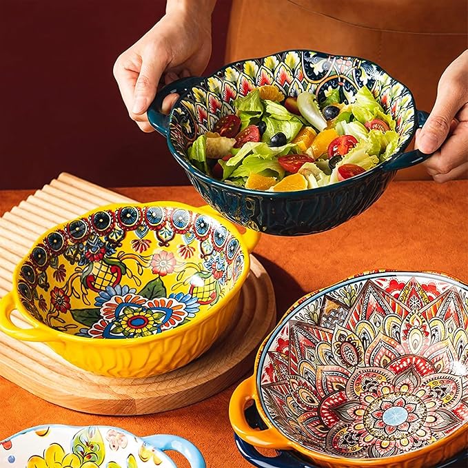 XKXKKE 5 Pack Boho Ceramic Serving Bowls - Image 2