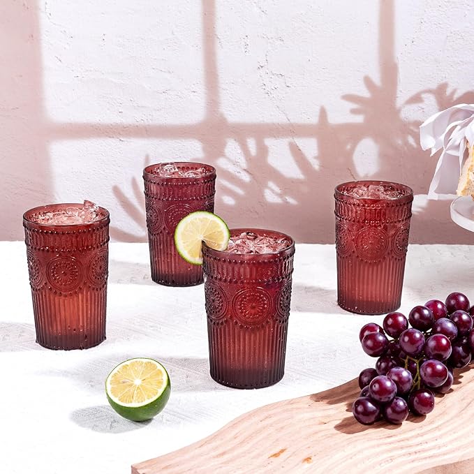 Ciaell 12 Pack Burgundy Plastic Water Glasses - Image 8