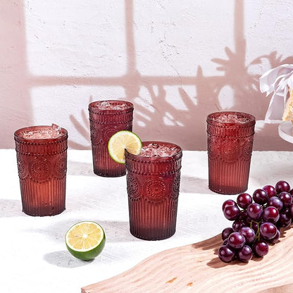 Ciaell 12 Pack Burgundy Plastic Water Glasses - Image 8