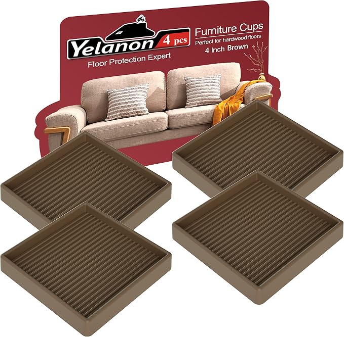 Furniture Coasters, Rubber Furniture Feet, Anti Slide Floor Protector by Yelanon