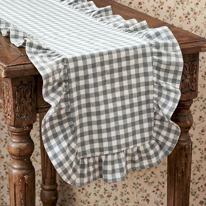 HunnmingRe 1 Pc Gingham Table Runner Light Grey, 72 X 13.8 Inch | Cotton - Image 9