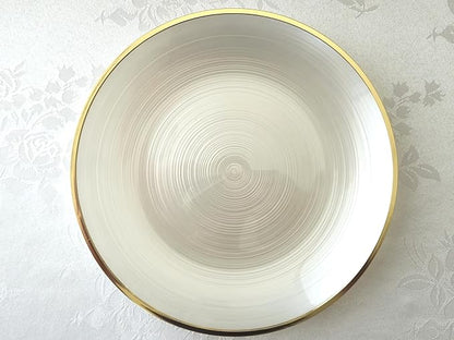 " OCCASIONS " 100 Plates Pack,(50 Guests) Premium Wedding Party Disposable Plastic Plates Set -50 x 10'' Dinner + 50 x 7'' Salad/Dessert (Belize in Ivory & Gold)