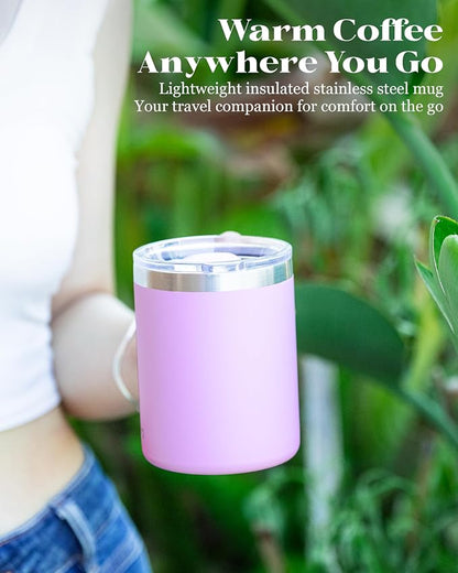12oz Insulated Coffee Mug with Lid – Includes Two Lids, Stainless Steel Coffee - Image 9