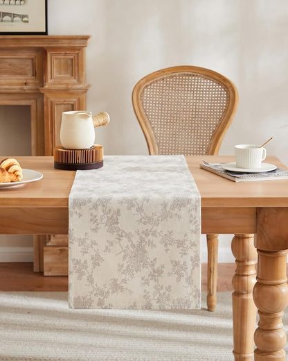 French Pastoral Farmhouse Table Runners, 13x60 Inch Grey | 100% Organic Cotton - Image 2