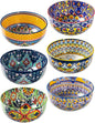 HENXFEN LEAD Boho Cereal Bowls Set of 6, 28 oz Ceramic Soup Bowls – Colorful Bowls for Salad, Oatmeal, Ramen, Rice and Pasta, Microwave & Dishwasher Safe
