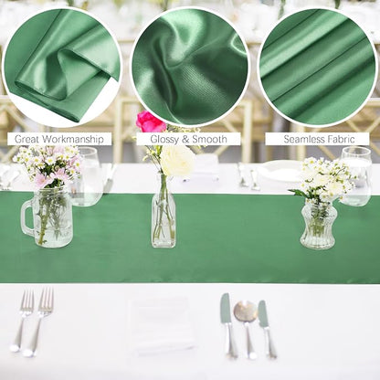 Aneco 4 Pack Satin Table Runner 12 x 108 Inch Gradient Sage Green Long Bright - Image 3