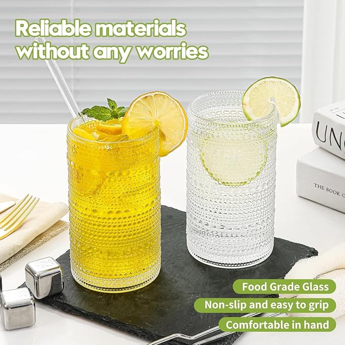 16oz Clear Hobnail Drinking Glasses - Image 3