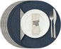 Myir JUN Round Placemats Dual Sided, Faux Leather Place Mats Set of 4 Indoor Placemats for Dining Table Outdoor Placemats Non-Slip Washable Table Mats (Set of 8, Gray Blue)