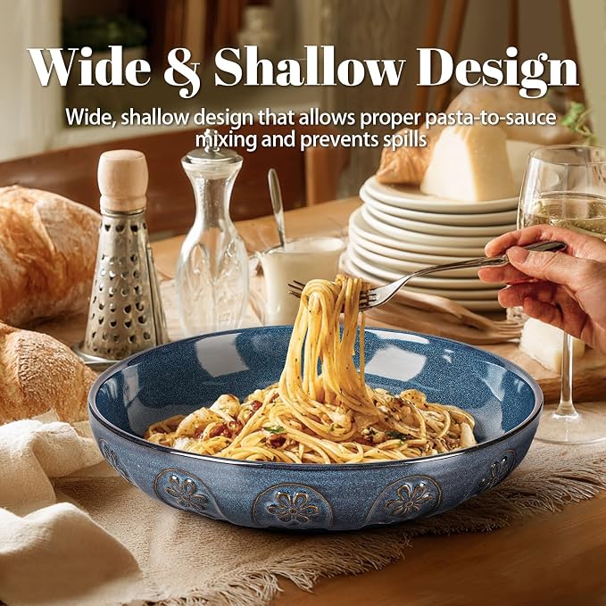 Pasta Bowls, 50oz Large Salad Serving Bowls, 9.75'' Plates Bowls Set of 4 - Image 2