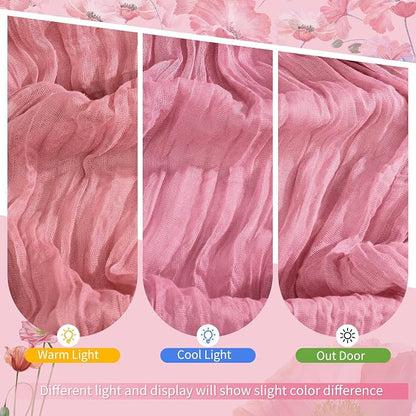 Showgeous 4 Pack Dusty Rose Cheesecloth Table Runner, 17 x 108 Inches | Boho - Image 7