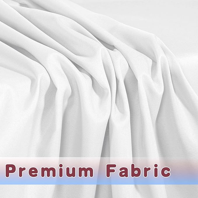 HolidayIdeas 2 Pack Square Fitted Table Covers - 34 x 34 Inch - White Fabric Washable Tablecloth Protectors for Folding Table, Parties, Wedding, Trade Show, Dining