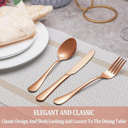 40 Pcs Rose Gold Silverware Set Service for 8, Premium Stainless Steel Flatware Set, Cutlery Utensil Set, Durable Home Kitchen Eating Tableware Set, Include Fork Knife Spoon Set, Dishwasher Safe