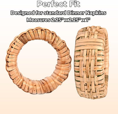 Braided Rattan Napkin Rings, Tan Brown | Woven rattan, napkin holders bulk - Image 4