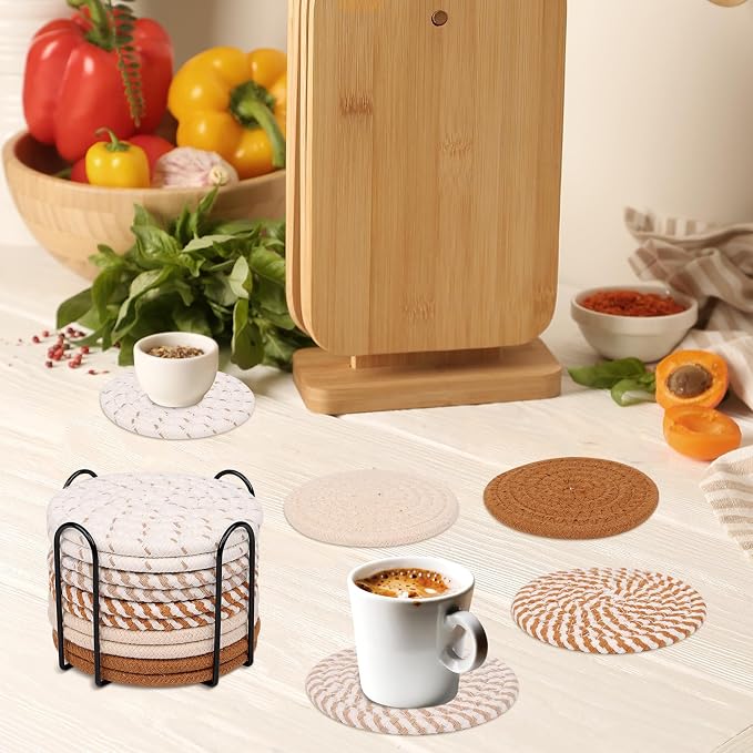 10 Pcs Drink Coasters with Holder, 5 Colors Absorbent Coasters - Image 7