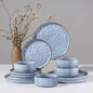 HaWare Dinnerware Sets, 12-Piece Plates and Bowls Set, Reactive Blue | by HaWare