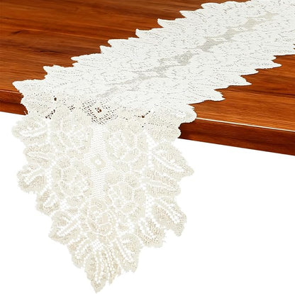 Beige Oval Lace Table Runner Doilies, Cotton Handmade Crochet Placemats - Image 4