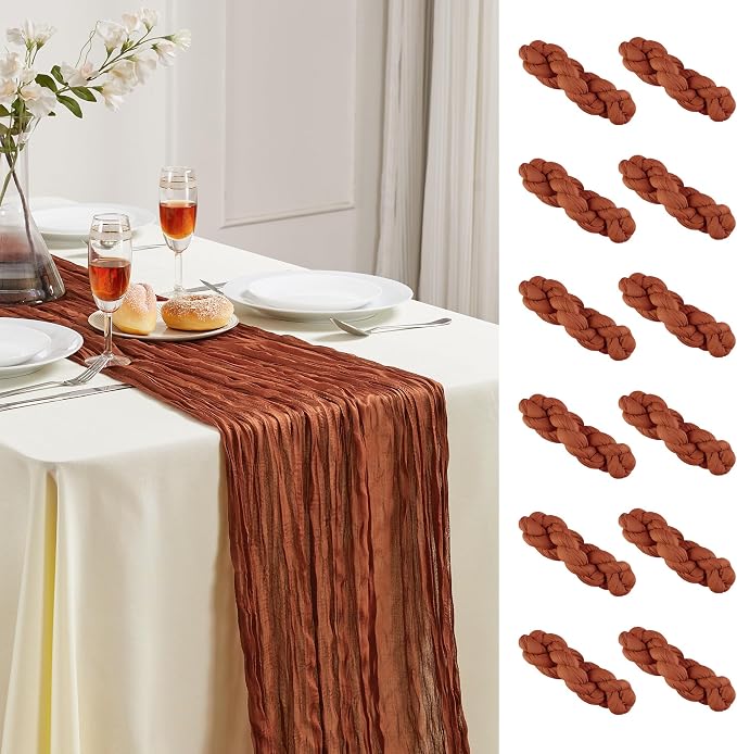 AGIRL 12 Pack Terracotta Cheesecloth Table Runner 10FT Fall Boho Home Decor | by AGIRL