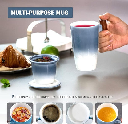 suyika Tomotime Tea Cup with Infuser and Lid 400ml Ceramic Tea Mugs Smooth - Image 4