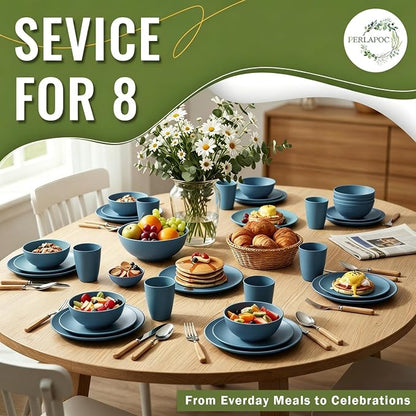 40-Piece Wheat Straw Dinnerware Sets, Unbreakable Dishes Set - Image 7