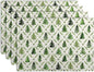 Sage Green Pine Tree Christmas Placemats Set of 4 Xmas Farmhouse Rustic Style Print Place Mat Seasonal Winter Holiday Linen Table Mats for Indoor Outdoor Kitchen Dining Party Decor