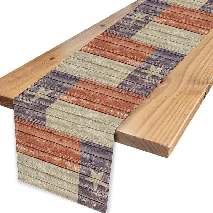Texas Flag Table Runner, Rustic Western Texas Star State Flag Barn Cowboy - Image 4