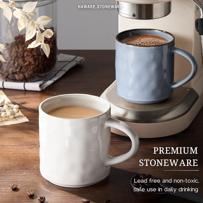 HaWare 14OZ Coffee Mugs Set of 4, Stoneware Coffee Cups - Image 4