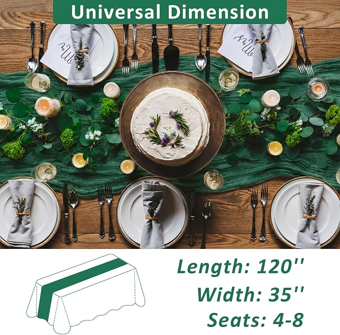 Cheesecloth Table Runner, 120 Inch 10 FT, Emerald Green | 1 Pack, 35x120 Inches - Image 3