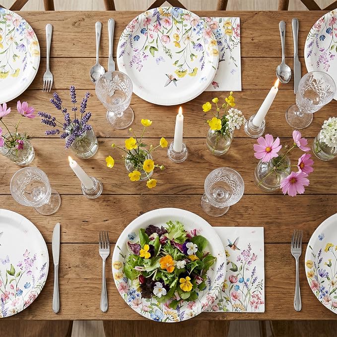 50 Pcs Wildflower Paper Plates and Napkins, Floral Party Decorations | 7 Inch - Image 5