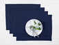 Solino Home Linen Placemats Set of 4 - Classic Hemstitch Navy Blue Placemats 14 x 19 Inch - 100% Pure Linen Table Mats for Winter, Easter