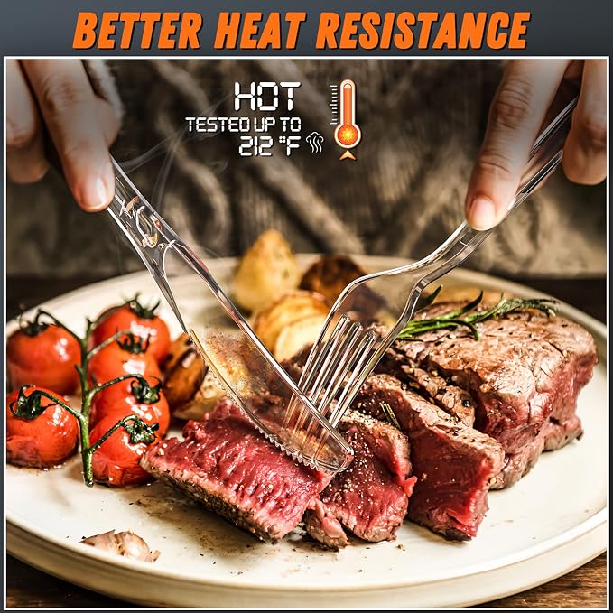 Dipoo 7.5" Clear Plastic Knives Heavy Duty Upgraded Heat Resistant & BPA Free - Image 3