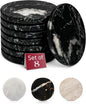 Gusto Nostro Black Marble Coasters Set of 8 - Modern Natural Stone Coasters for Drinks - Solid Marble Kitchen Accessories, Round Artisanal Stone Coaster for Kitchen Counter, Coffee Table, Countertop