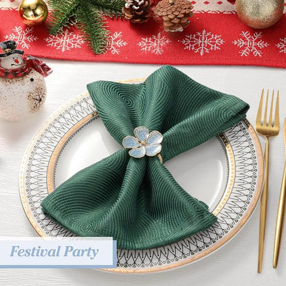 Lewondr Napkin Rings 6 Pack Flower Napkin Holders Dinner Tables Rings Blue | - Image 7