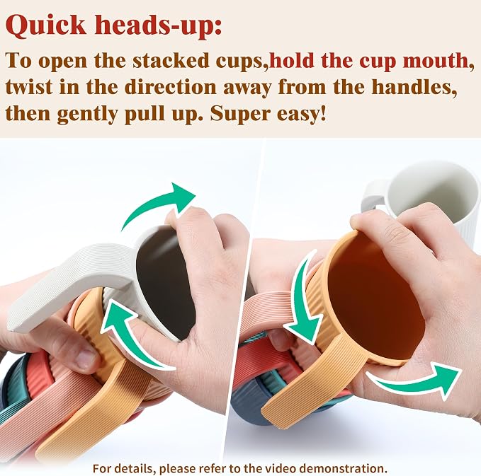 Wheat Straw Coffee Mugs 6-Pack– Unbreakable & Lightweight Cups, 12oz Stackable - Image 4