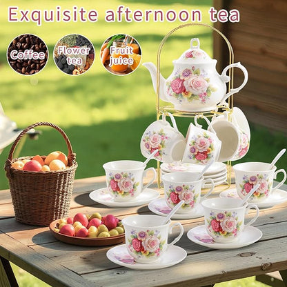 20-Pieces Porcelain Bone china Tea Sets, Tea Gift Sets - Image 5