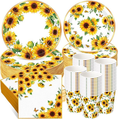 250 Pcs Sunflower Party Decorations Include Sunflower Paper Plates Napkins and by Ziliny