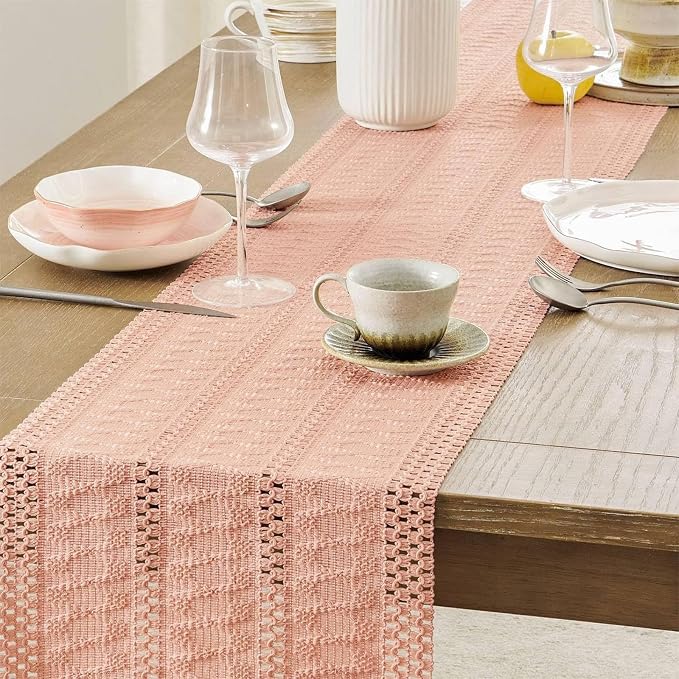 Boho Valentines Table Runner for Pink Tassel Home Decor 108 Inches Long - Image 5