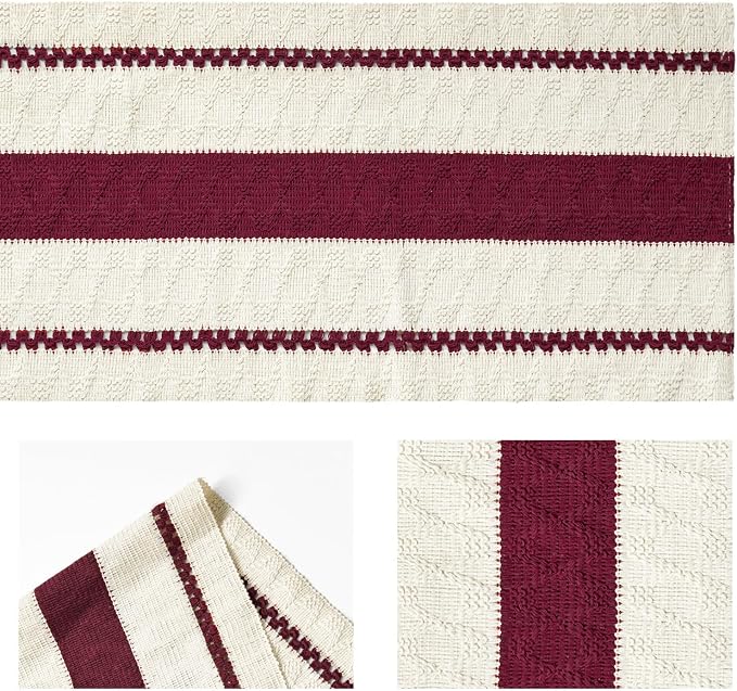 Artoid Mode Red Rustic Woven Table Runner 12x48 Inch | Holiday Farmhouse - Image 5