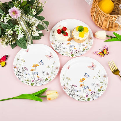 AimFun 24 Pcs Wildflower Paper Plates 9 Inch Disposable Floral Plates | - Image 6