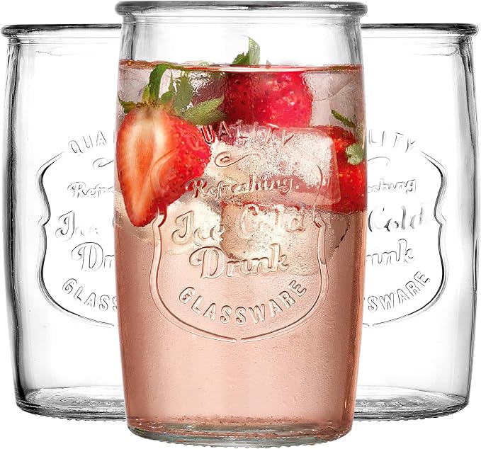 Glaver's Set of 8 Highball Glass Cups 20 OZ Stemless Tall Drinking Glasses by Glavers