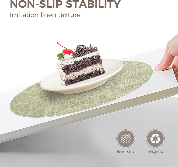 NCUE 13" Faux Leather Round Placemats Set of 6, Reversible Dual-Color | - Image 3